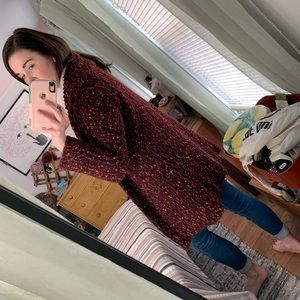 Medium Curio Confetti Maroon Cardigan